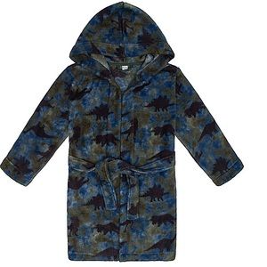 🆕 Petit Lem Dino Print Hooded Fleece Robe Size 7 NWOT 🦖